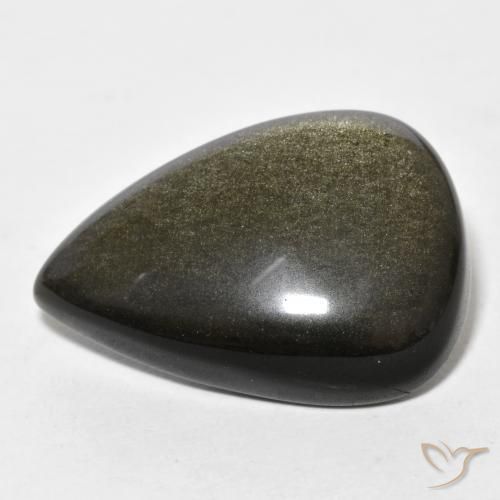 9,17 ctw natürlicher Schwarz Braun Obsidian, Birnenform, Lichtundurchlässig