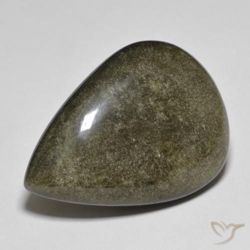 9,17 ctw natürlicher Schwarz mit Goldglanz Obsidian, Birnenform, Lichtundurchlässig