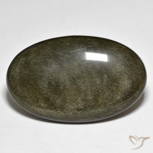 31.53ct Natürlicher Schwarz mit Goldglanz Obsidian, Oval, Lichtundurchlässig