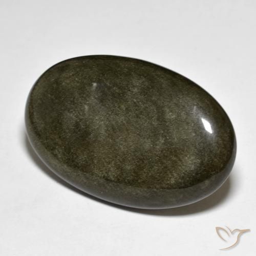 9,17 ctw natürlicher Schwarz mit Goldglanz Obsidian, Oval, Lichtundurchlässig