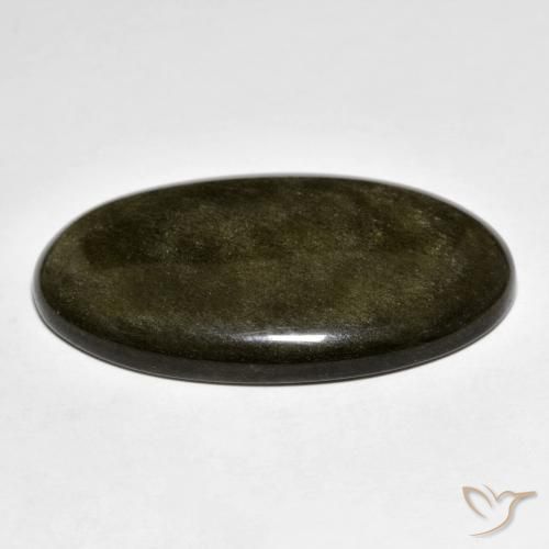 9,17 ctw natürlicher Schwarz mit Goldglanz Obsidian, Oval, Lichtundurchlässig