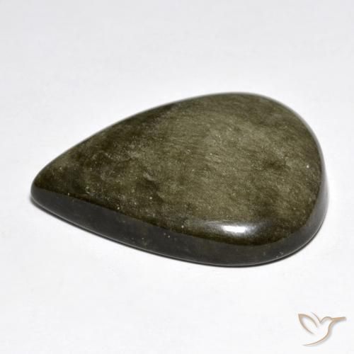 9,17 ctw natürlicher Schwarz Braun Obsidian, Birnenform, Lichtundurchlässig