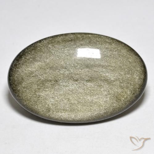9,17 ctw natürlicher Schwarz mit Goldglanz Obsidian, Oval, Lichtundurchlässig