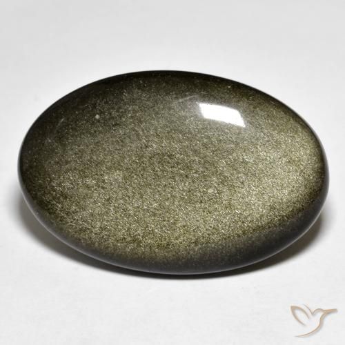 9,17 ctw natürlicher Schwarz mit Goldglanz Obsidian, Oval, Lichtundurchlässig