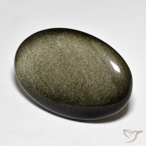 9,17 ctw natürlicher Schwarz mit Goldglanz Obsidian, Oval, Lichtundurchlässig