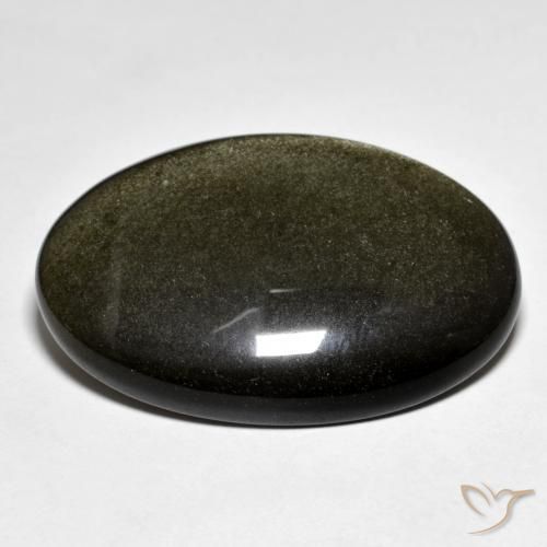 9,17 ctw natürlicher Schwarz mit Goldglanz Obsidian, Oval, Lichtundurchlässig