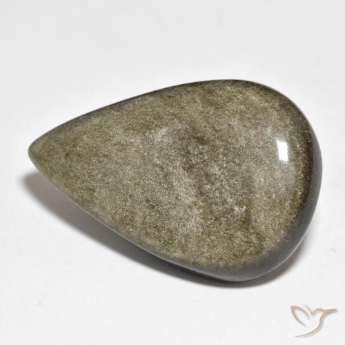 38.92ct Natürlicher Schwarz Braun Obsidian, Birnenform, Lichtundurchlässig