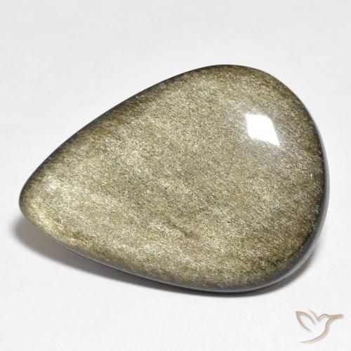 19.79ct Natürlicher Schwarz mit Goldglanz Obsidian, Birnenform, Lichtundurchlässig