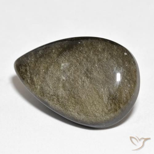 22.95ct Natürlicher Schwarz mit Goldglanz Obsidian, Birnenform, Lichtundurchlässig