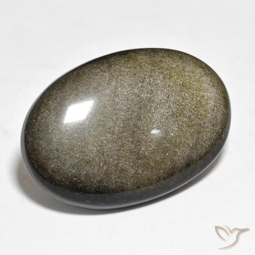 9,17 ctw natürlicher Schwarz mit Goldglanz Obsidian, Oval, Lichtundurchlässig