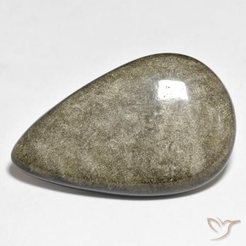 9,17 ctw natürlicher Schwarz Braun Obsidian, Birnenform, Lichtundurchlässig