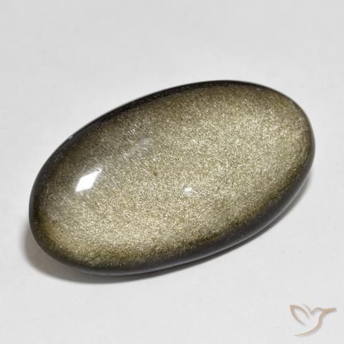 9,17 ctw natürlicher Schwarz mit Goldglanz Obsidian, Oval, Lichtundurchlässig