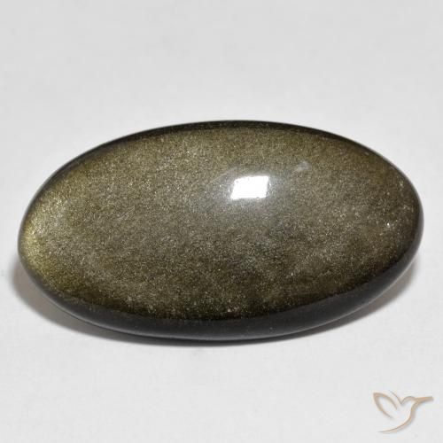 9,17 ctw natürlicher Schwarz mit Goldglanz Obsidian, Oval, Lichtundurchlässig