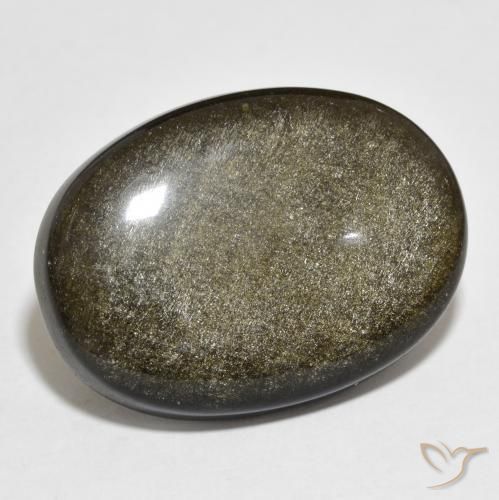 22.54ct Natürlicher Schwarz mit Goldglanz Obsidian, Oval, Lichtundurchlässig