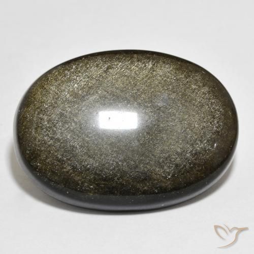 9,17 ctw natürlicher Schwarz mit Goldglanz Obsidian, Oval, Lichtundurchlässig