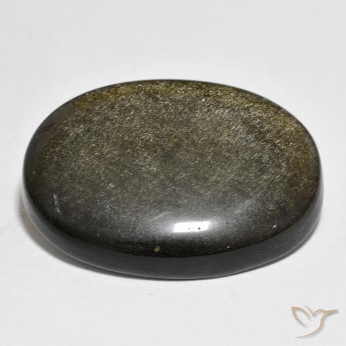 9,17 ctw natürlicher Schwarz mit Goldglanz Obsidian, Oval, Lichtundurchlässig
