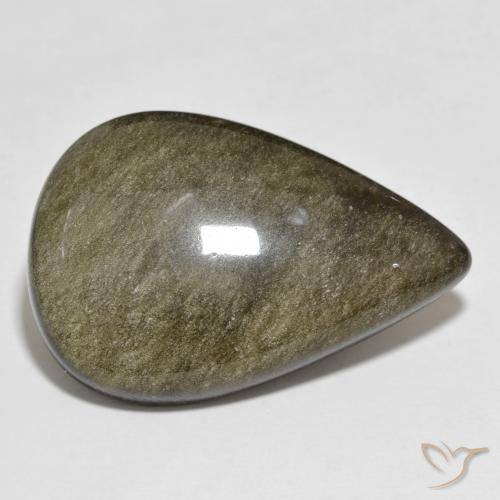 29.01ct Natürlicher Schwarz mit Goldglanz Obsidian, Birnenform, Lichtundurchlässig