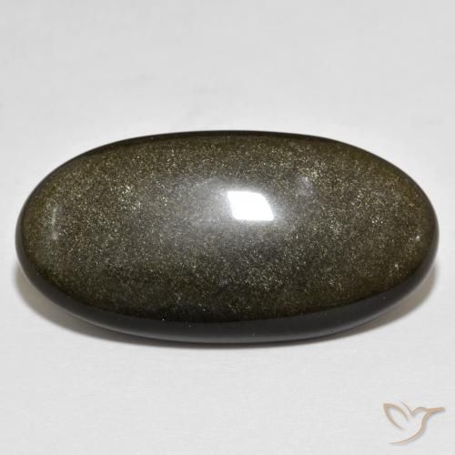 19.87ct Natürlicher Schwarz mit Goldglanz Obsidian, Oval, Lichtundurchlässig