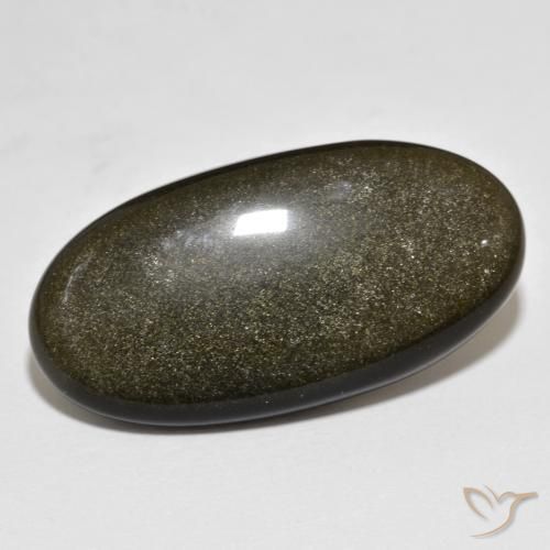 9,17 ctw natürlicher Schwarz mit Goldglanz Obsidian, Oval, Lichtundurchlässig