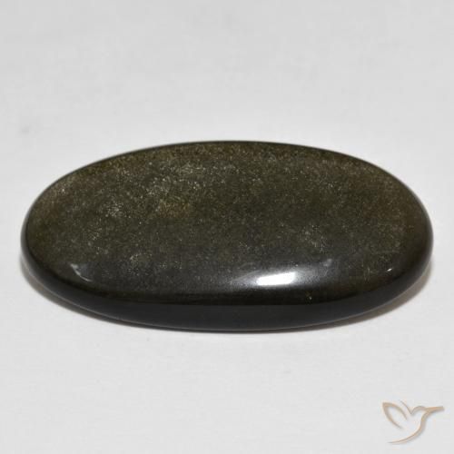 9,17 ctw natürlicher Schwarz mit Goldglanz Obsidian, Oval, Lichtundurchlässig