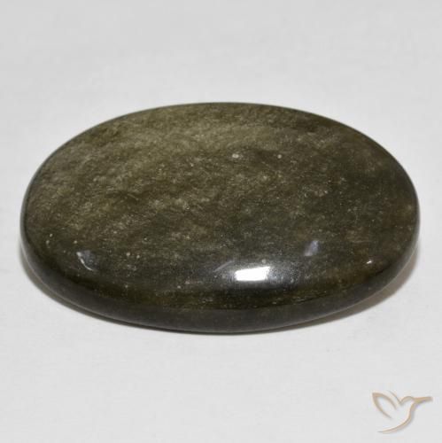 9,17 ctw natürlicher Schwarz mit Goldglanz Obsidian, Oval, Lichtundurchlässig