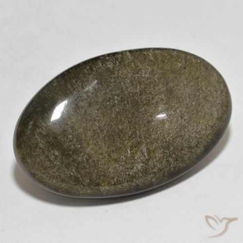 9,17 ctw natürlicher Schwarz mit Goldglanz Obsidian, Oval Schliff, Lichtundurchlässig