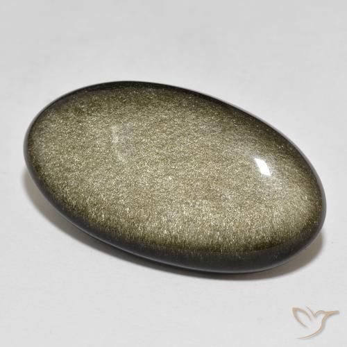 33.15ct Natürlicher Schwarz mit Goldglanz Obsidian, Oval, Lichtundurchlässig