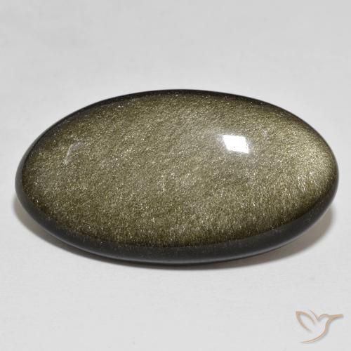 9,17 ctw natürlicher Schwarz mit Goldglanz Obsidian, Oval, Lichtundurchlässig