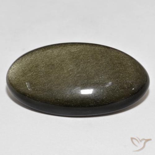 9,17 ctw natürlicher Schwarz mit Goldglanz Obsidian, Oval, Lichtundurchlässig