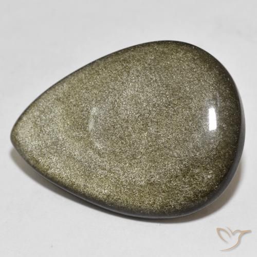 26.37ct Natürlicher Schwarz mit Goldglanz Obsidian, Birnenform, Lichtundurchlässig