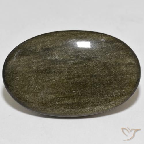 39.46ct Natürlicher Schwarz mit Goldglanz Obsidian, Oval, Lichtundurchlässig