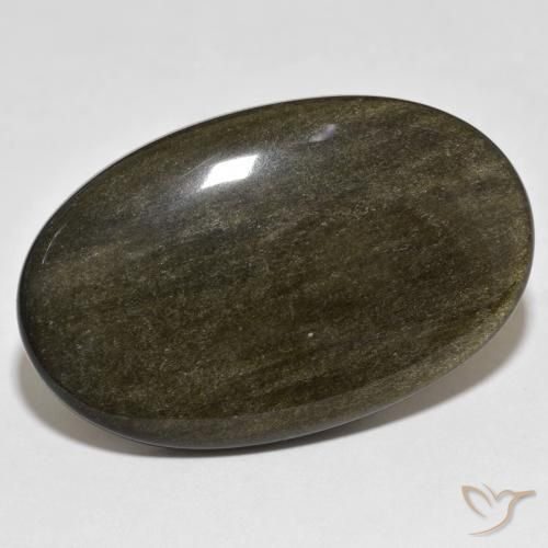 9,17 ctw natürlicher Schwarz mit Goldglanz Obsidian, Oval, Lichtundurchlässig