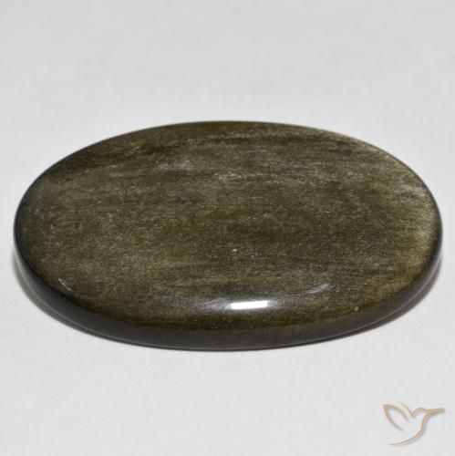 9,17 ctw natürlicher Schwarz mit Goldglanz Obsidian, Oval, Lichtundurchlässig
