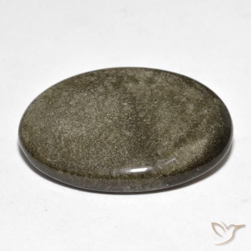 9,17 ctw natürlicher Schwarz mit Goldglanz Obsidian, Oval, Lichtundurchlässig