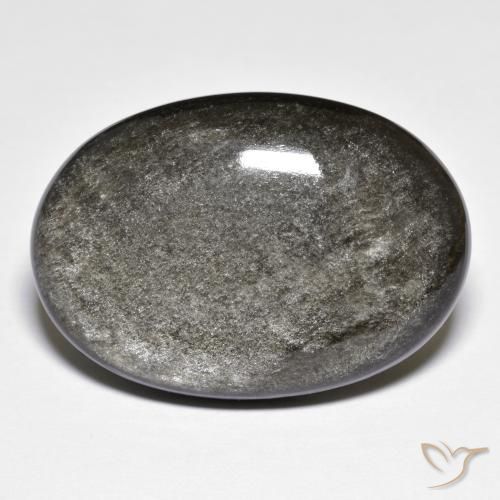 32,02 ctw natürlicher grauer Obsidian, Oval Schliff, Lichtundurchlässig