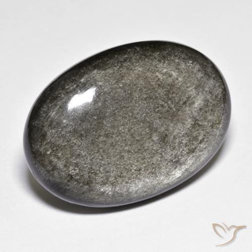 32,02 ctw natürlicher grauer Obsidian, Oval Schliff, Lichtundurchlässig