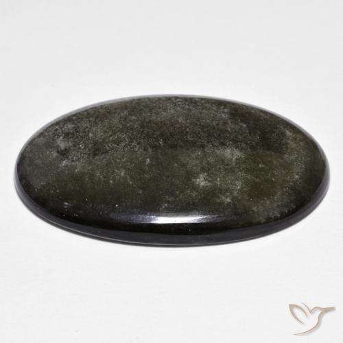 9,17 ctw natürlicher Mittelgrau Obsidian, Oval, Lichtundurchlässig