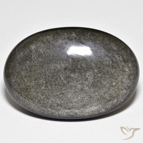41.78ct Natürlicher Grauschwarz Obsidian, Oval, Lichtundurchlässig