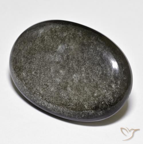 9,17 ctw natürlicher Grauschwarz Obsidian, Oval, Lichtundurchlässig