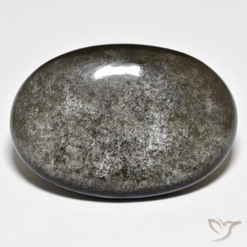 9,17 ctw natürlicher Mittel-Dunkelgrau Obsidian, Oval, Lichtundurchlässig