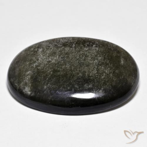 9,17 ctw natürlicher Mittel-Dunkelgrau Obsidian, Oval, Lichtundurchlässig