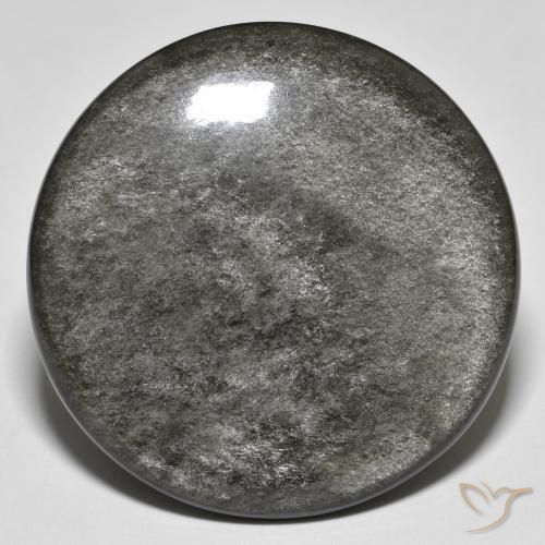37,03 ctw natürlicher grauer Obsidian, Rundschliff, Lichtundurchlässig