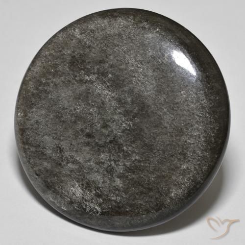 37,03 ctw natürlicher grauer Obsidian, Rundschliff, Lichtundurchlässig