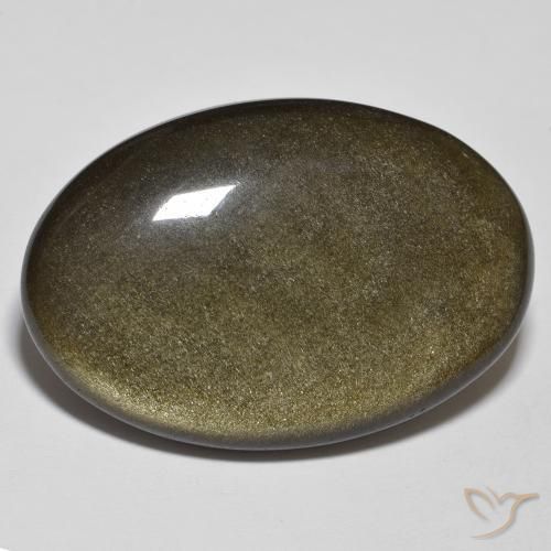 9,17 ctw natürlicher Schwarz mit Goldglanz Obsidian, Oval, Lichtundurchlässig