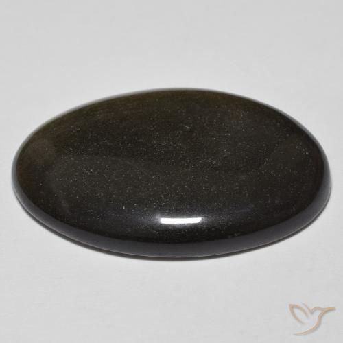 9,17 ctw natürlicher Schwarz mit Goldglanz Obsidian, Oval, Lichtundurchlässig