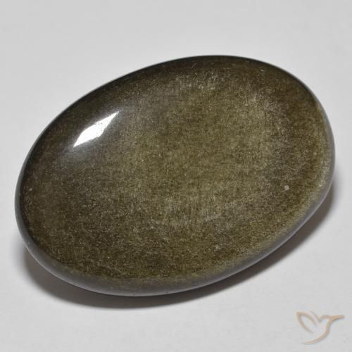 9,17 ctw natürlicher Schwarz mit Goldglanz Obsidian, Oval, Lichtundurchlässig