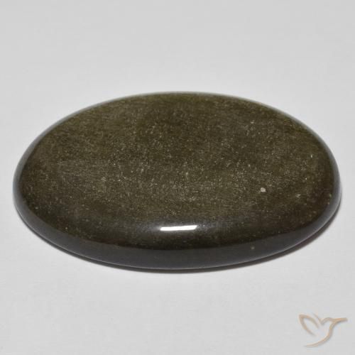 9,17 ctw natürlicher Schwarz mit Goldglanz Obsidian, Oval, Lichtundurchlässig