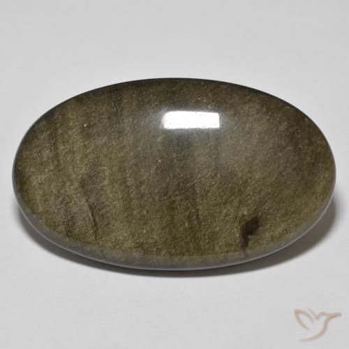 9,17 ctw natürlicher Schwarz mit Goldglanz Obsidian, Oval, Lichtundurchlässig