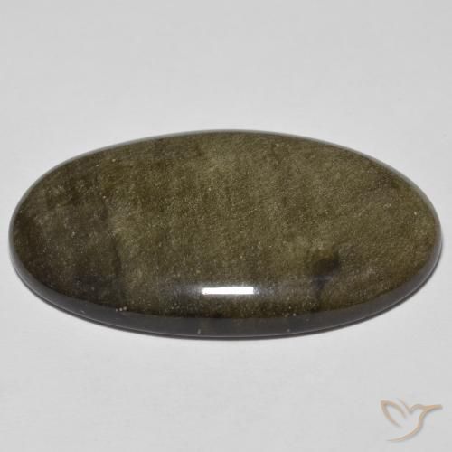 9,17 ctw natürlicher Schwarz mit Goldglanz Obsidian, Oval, Lichtundurchlässig
