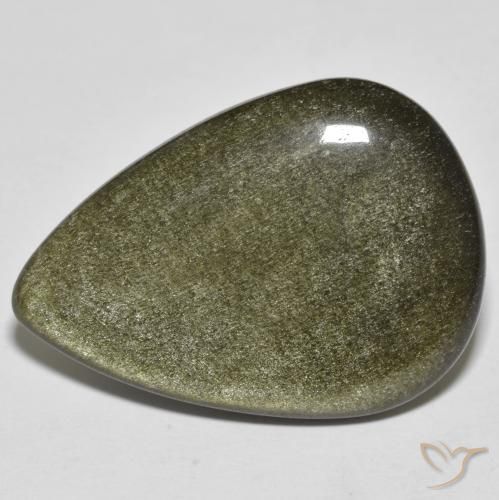 21.49ct Natürlicher Schwarz mit Goldglanz Obsidian, Birnenform, Lichtundurchlässig